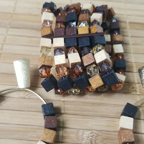 Brown Boho Wood Bracelet and Earring Set - Picture 8 of 8